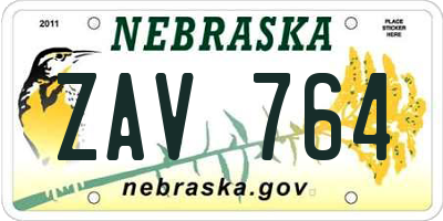 NE license plate ZAV764