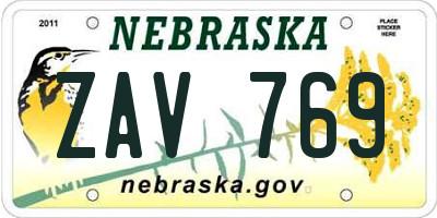 NE license plate ZAV769