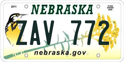 NE license plate ZAV772