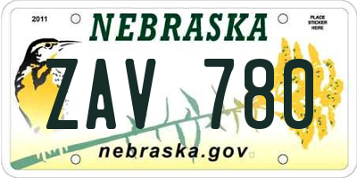 NE license plate ZAV780