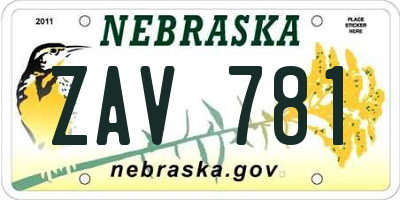 NE license plate ZAV781