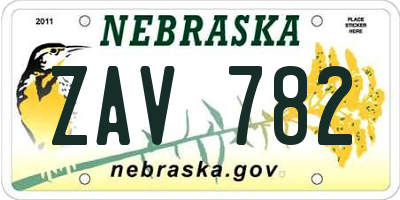 NE license plate ZAV782