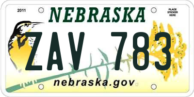 NE license plate ZAV783