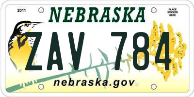 NE license plate ZAV784