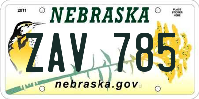 NE license plate ZAV785