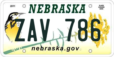 NE license plate ZAV786