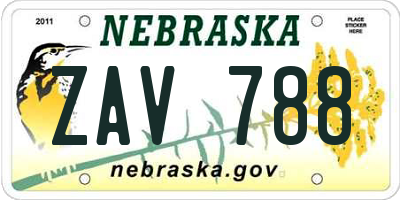 NE license plate ZAV788