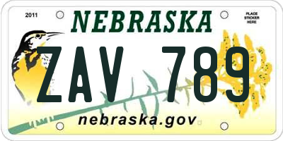 NE license plate ZAV789