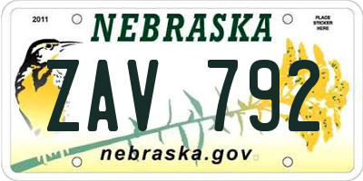 NE license plate ZAV792