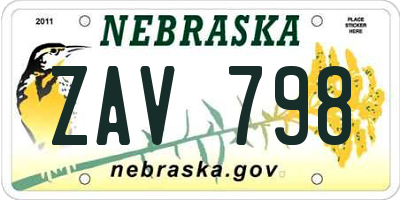 NE license plate ZAV798