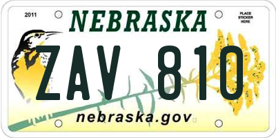 NE license plate ZAV810