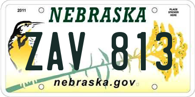 NE license plate ZAV813