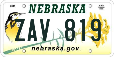 NE license plate ZAV819
