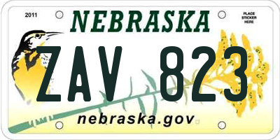 NE license plate ZAV823