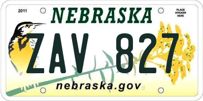 NE license plate ZAV827