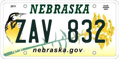 NE license plate ZAV832