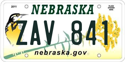 NE license plate ZAV841