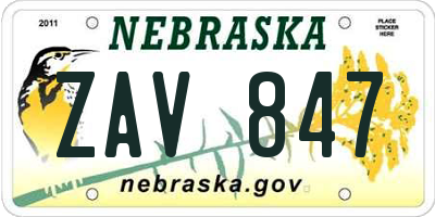 NE license plate ZAV847