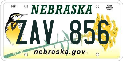 NE license plate ZAV856