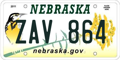 NE license plate ZAV864