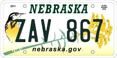 NE license plate ZAV867