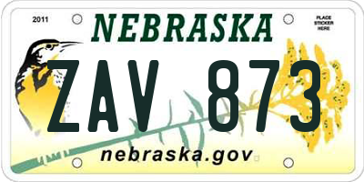 NE license plate ZAV873