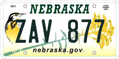 NE license plate ZAV877