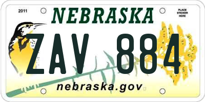 NE license plate ZAV884