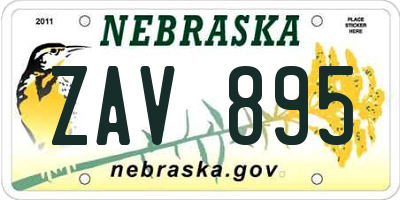 NE license plate ZAV895