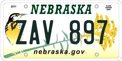 NE license plate ZAV897