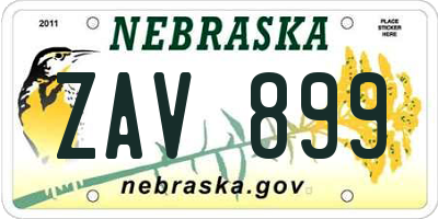 NE license plate ZAV899