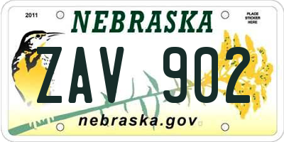 NE license plate ZAV902