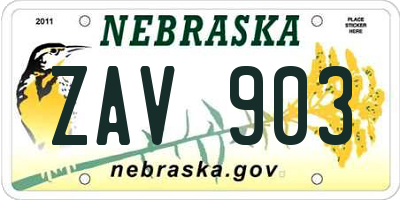 NE license plate ZAV903