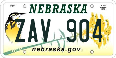 NE license plate ZAV904