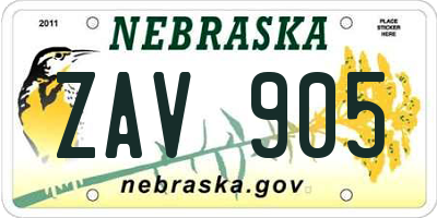 NE license plate ZAV905