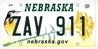 NE license plate ZAV911