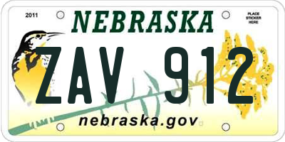 NE license plate ZAV912