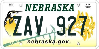 NE license plate ZAV927