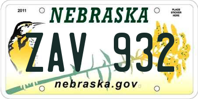 NE license plate ZAV932