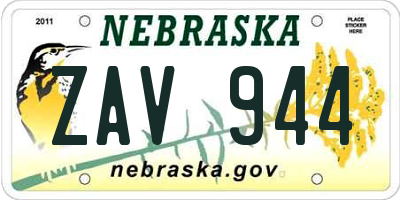 NE license plate ZAV944