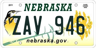NE license plate ZAV946