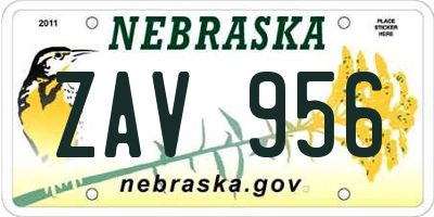 NE license plate ZAV956