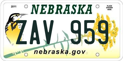 NE license plate ZAV959