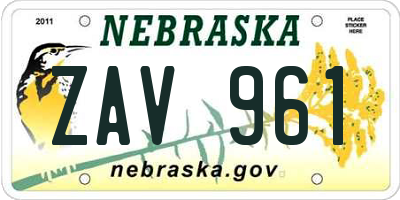 NE license plate ZAV961