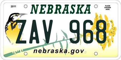 NE license plate ZAV968