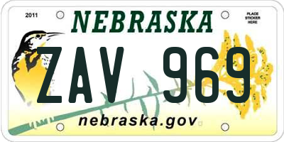 NE license plate ZAV969