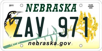 NE license plate ZAV971