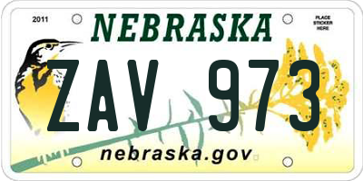 NE license plate ZAV973