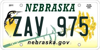 NE license plate ZAV975