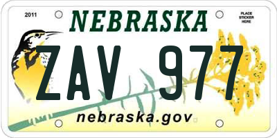 NE license plate ZAV977